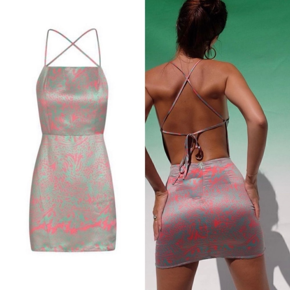 Inamorata “Varick” dress in seafoam zebra wave